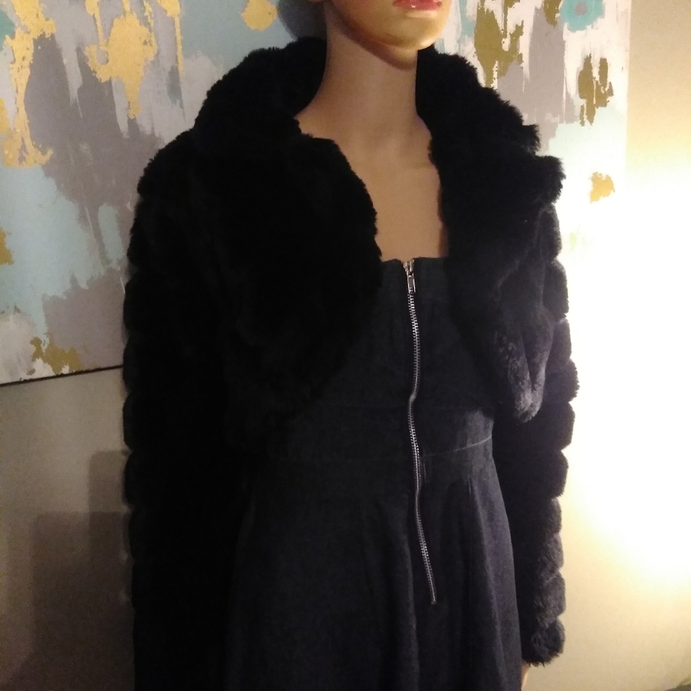 Black faux fur jacket